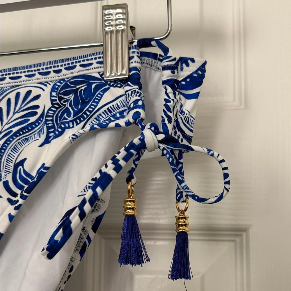 La Blanca Blue and White Floral Tie-Side Bikini Bottoms - Picture 6 of 10